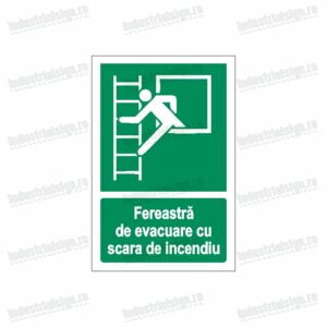 semn fereastra de evacuare cu scara de incendiu